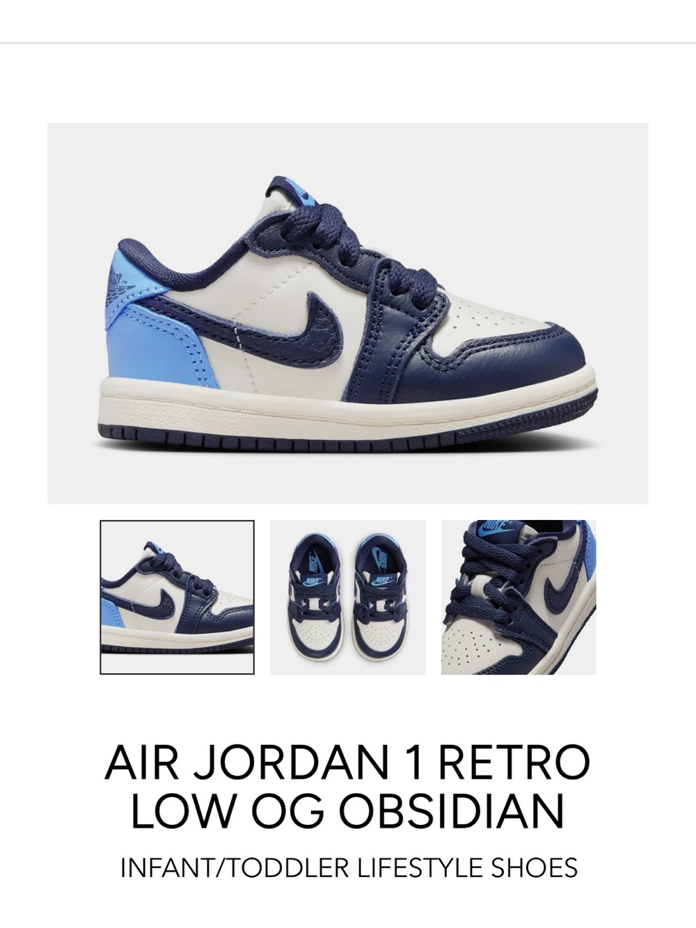 AIR JORDAN 1 RETRO LOW OG OBSIDIAN TODDLER